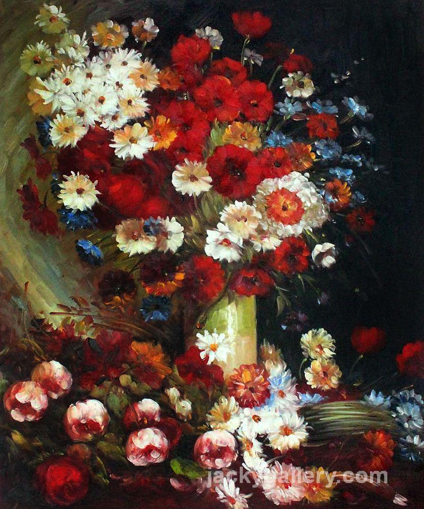 Vase with Poppies Cornflowers Peonies and Chrysanthemums, Van Gogh painting